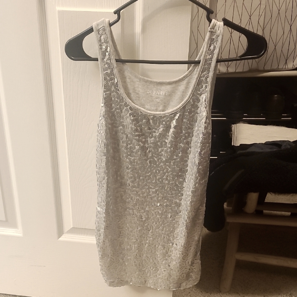 Old Navy Silver Sequin Tank Top